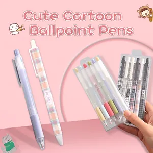 Set di penne gel retrattili carine da 0,5 mm con motivi scozzesi in scatola chiara