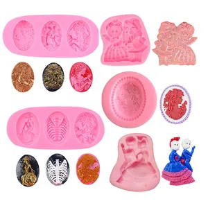 DIY Angel Portrait Silicone Mold Relief Flower Fairy Plaster Ornament Chocolate Fondant Cake Decorating Craft Making Mold