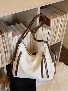 Large Capacity PU Leather Underarm Bag For Women Stylish Hobo Shoulder Bag Commuting Trendy Zip Closure Tote Bag Purses