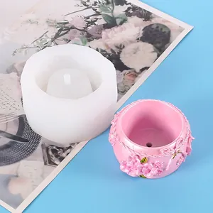 Premium silicone mold for DIY succulent flower pots with detailed rose floral relief patterns