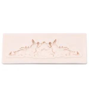 Detailed macro view of retro European relief pattern on a flexible silicone cake border mold