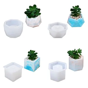 Détails des moules en silicone géométriques pour pots de succulentes et pots en résine marbre