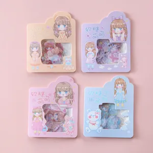 Quatre lots d'autocollants PET de filles de dessin animé pour agendas et gourdes décoratives