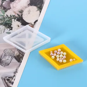 Detailed view of a DIY rhombus silicone mold for crystal resin storage box creation