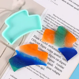 Silicone mold with ocean-themed resin hairpin pieces for DIY jewelry making and resin crafts