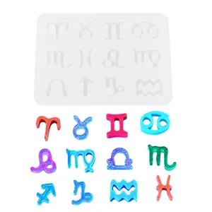 Silicone Mold For DIY Jewelry Making Constellation Symbols Pendant Keychain Crafting Tool Clear White Flexible Epoxy Resin Mold
