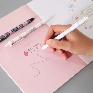 Set di tre penne gel a scatto a quadri da 0,5 mm con inchiostro nero per la scuola