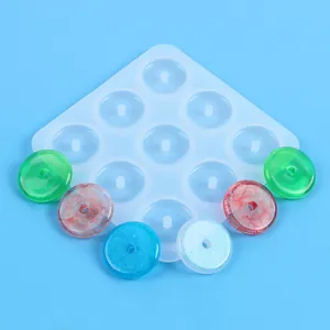 12-cavity round silicone mold for DIY resin jewelry pendant Ping'an buckles crafts