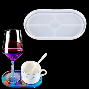 DIY Oval Tray Silicone Mold Crystal Epoxy Resin Coaster Mold For Jewelry Storage Makeup Tray Casting Mirror Surface Tool