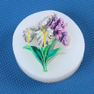 Detailed view of iris flower silicone mold for plaster aromatherapy crafts.