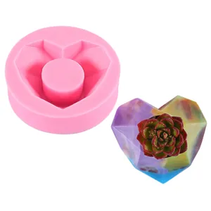 Moule en silicone en forme de cœur pour pots de succulentes avec le résultat final