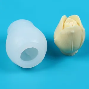 Close-up of tulip flower silicone mold showing detailed petals for candle crafting