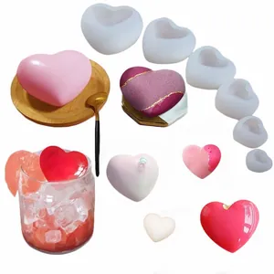 Moule en Silicone en Forme de Cœur 3D pour Bougie Parfumée Bricolage Ornement de Pierre d'Arome Chocolat Fondant Mousse Moule de Cuisson