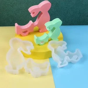 DIY Easter rabbit candle holder silicone molds shown with finished plaster samples
