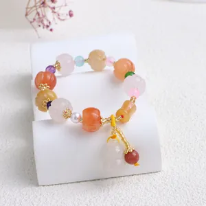 Natur-Jin-Si-Yu-Armband mit Kürbis- und Kalebasse-Anhängern, Ethno-Stil