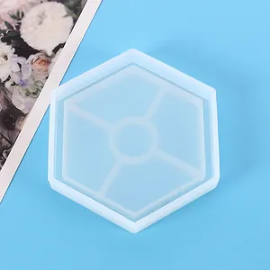 Hexagonal silicone resin mold for DIY coaster with translucent high-transparency finish