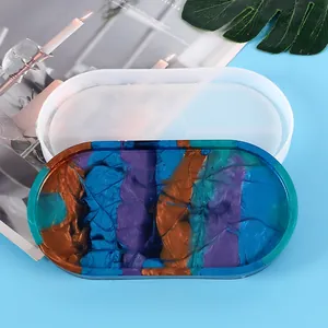 Oval silicone mold for crystal epoxy resin coaster and storage tray DIY craft