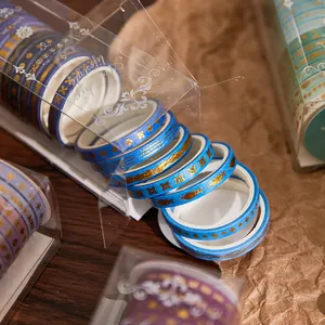 Handcrafted gold foiled washi tape set 20 rolls in aerobic lifestyle series packaging