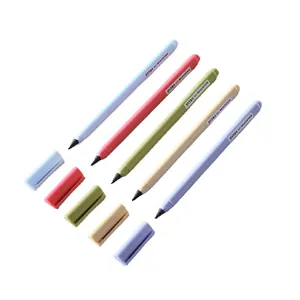 Five inkless everlasting pencils in pastel colors with removable caps for students