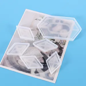 Translucent diamond and hexagonal silicone molds for DIY crystal epoxy resin craft projects