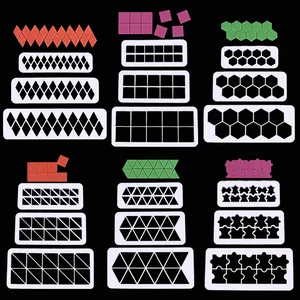 3pcs Geometric Shape Cookie Cutter Set Square Rhombus Hexagon Triangle Puzzle Plastic Cake Mold DIY Baking Decorating Tools