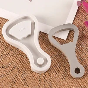 Detailed view of DIY silicone mold for crystal epoxy resin beer bottle opener project
