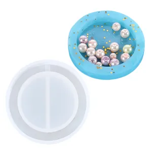 Molde de silicona redondo para colgantes de arena movediza DIY con muestra terminada
