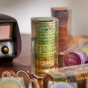 Gold foil washi tape set featuring 20 rolls from the aerobic life series collection