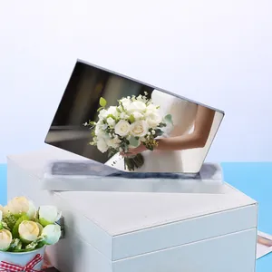 Creative DIY crystal resin photo frame plaque with elegant marble base for wedding gifts