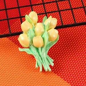Close-up of yellow tulip bouquet car vent clip aromatherapy plaster ornament