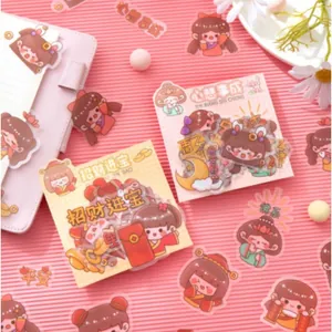 Autocollants PET mignons de fille chibi pour décoration de journal et gourdes d'eau