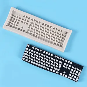 Detailed view of a full-sized keyboard silicone mold for DIY resin casting projects.