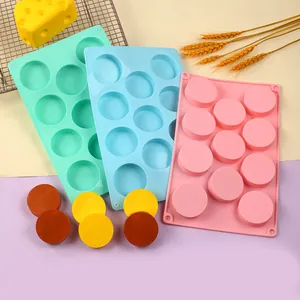 Juego de moldes de silicona de 12 cavidades para pasteles redondos y jabones caseros