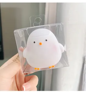 Luz nocturna LED creativa y linda con forma de pollito blanco en caja de regalo de plástico