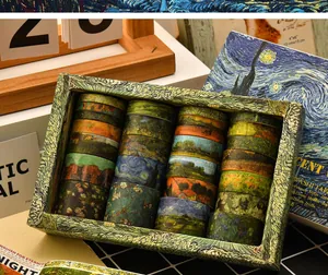 Van Gogh impressionist washi tape gift set for DIY journaling and scrapbooking