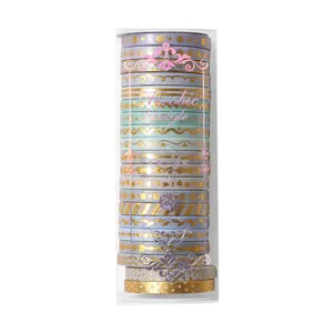 Aerobic Lifestyle series gold foil washi tape set featuring 20 rolls of decorative patterns