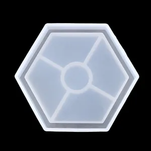 Close-up macro view of a translucent hexagonal silicone mold for DIY resin storage box making