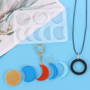 Stampo in silicone per gioielli in resina per pendenti fasi lunari e orecchini geometrici