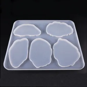 Stampo in silicone traslucido con 5 cavità irregolari per sottobicchieri in resina DIY