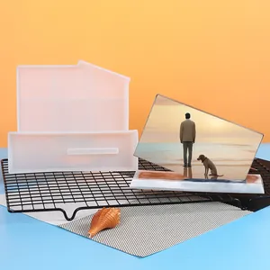 DIY house-shaped crystal epoxy resin silicone mold for creative photo frame resin ornaments.