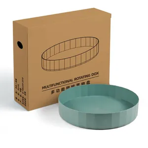 Plateau de rangement rotatif multifonctionnel bleu sarcelle avec boîte d'origine