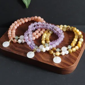 Neuer Chinesischer Stil Naturkristall Perlenarmband Für Damen Herren Amethyst Sonnenstein Tigerauge Künstliche Perle Doppelarmband Schmuck Geschenk