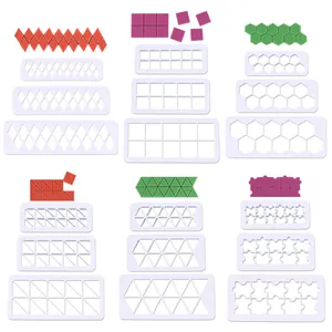 18pcs geometric cookie cutters set with triangle, square, and hexagon shapes for baking.