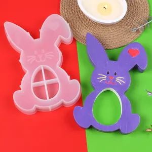 Durable silicone mold for DIY Easter bunny candle holder and home ornament crafts