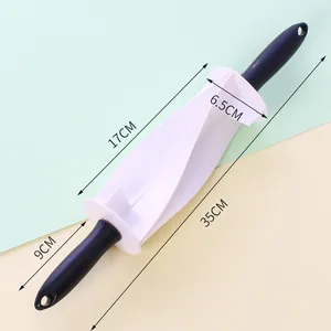 Detailed dimension of plastic croissant cutter rolling pin for baking with clear measurements.