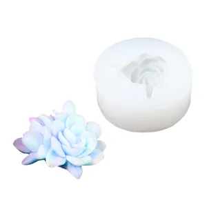 White silicone flower mold for aromatherapy plaster with blue resin flower sample