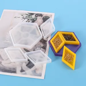 Hexagon and diamond silicone resin mold set for jewelry storage box DIY crafting