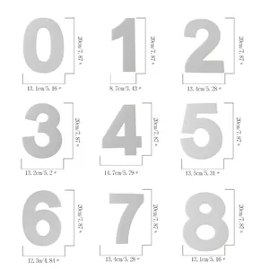 Guida dimensioni grandi stampi per torte numeri 0-8 per basi di torte di compleanno.
