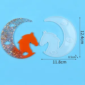 Detailed view of the crescent moon and horse head silicone mold with dimensions