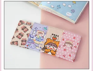 Set of portable folding makeup mirrors with colorful cute cartoon patterns for travel